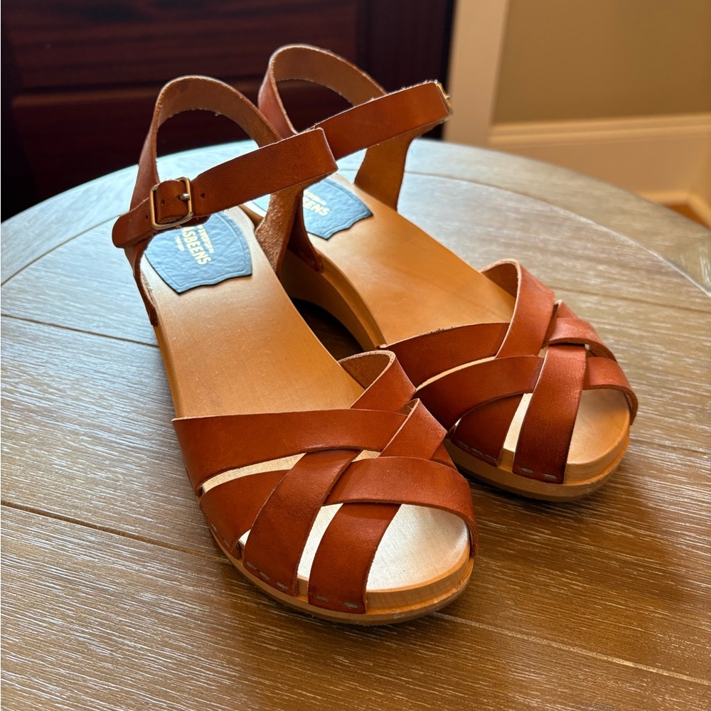 Swedish Hasbeens Magdalena Leather Clog Sandals 37